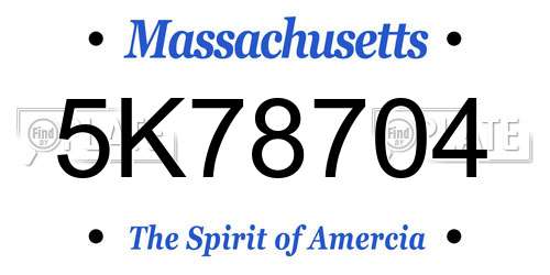 5K78704 Massachusetts License Plate