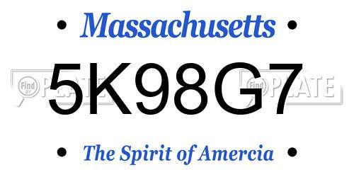5K98G7 Massachusetts License Plate