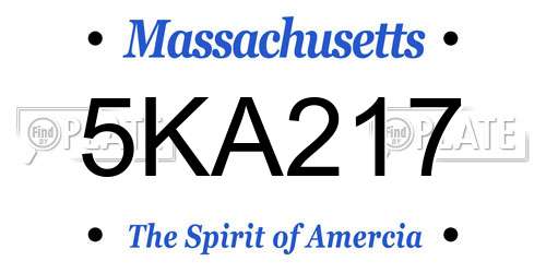 5KA217 Massachusetts License Plate