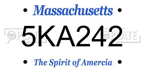 5KA242 Massachusetts License Plate