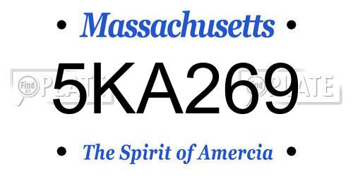 5KA269 Massachusetts License Plate