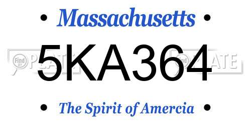 5KA364 Massachusetts License Plate