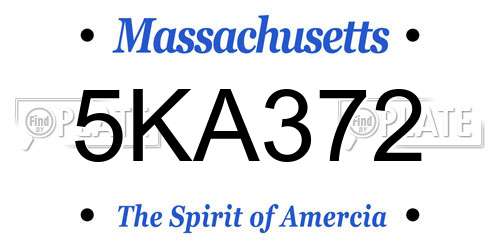 5KA372 Massachusetts License Plate