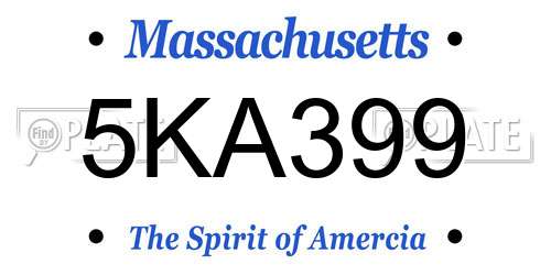 5KA399 Massachusetts License Plate