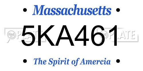 5KA461 Massachusetts License Plate