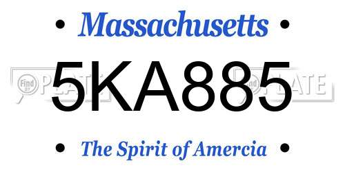 5KA885 Massachusetts License Plate