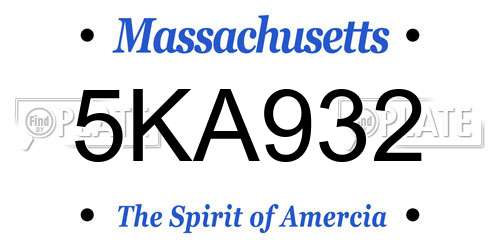 5KA932 Massachusetts License Plate
