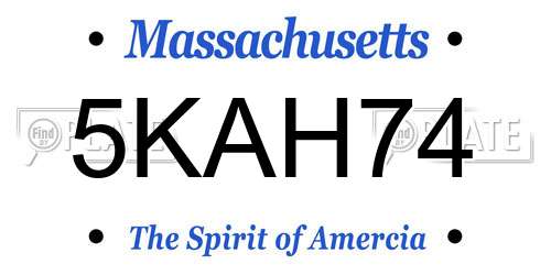 5KAH74 Massachusetts License Plate