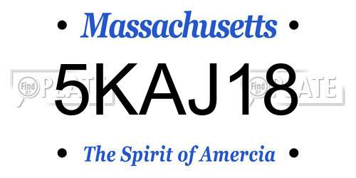 5KAJ18 Massachusetts License Plate