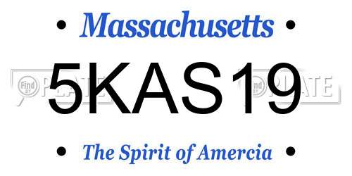5KAS19 Massachusetts License Plate