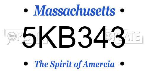 5KB343 Massachusetts License Plate