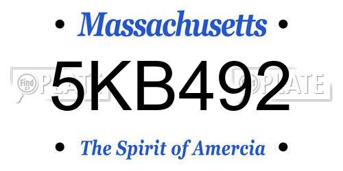 5KB492 Massachusetts License Plate