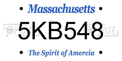 5KB548 Massachusetts License Plate
