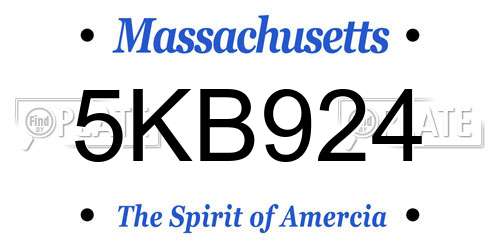 5KB924 Massachusetts License Plate