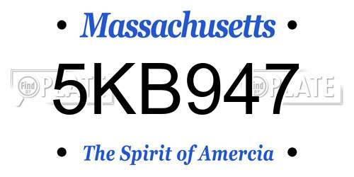 5KB947 Massachusetts License Plate