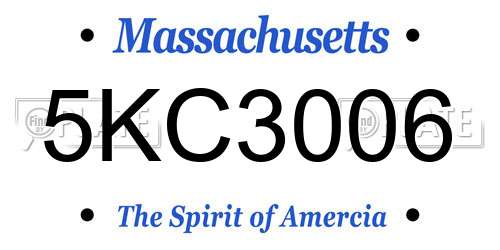 5KC3006 Massachusetts License Plate