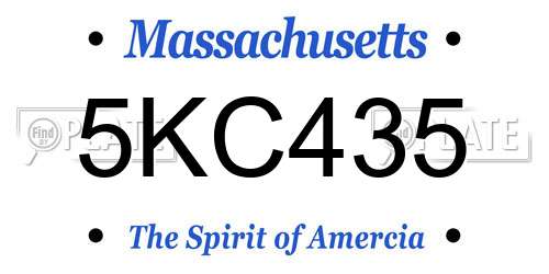 5KC435 Massachusetts License Plate