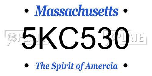 5KC530 Massachusetts License Plate