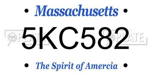 5KC582 Massachusetts License Plate