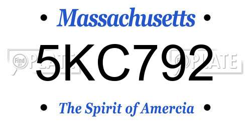 5KC792 Massachusetts License Plate