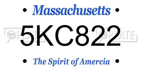 5KC822 Massachusetts License Plate
