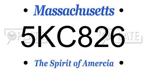 5KC826 Massachusetts License Plate