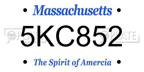 5KC852 Massachusetts License Plate