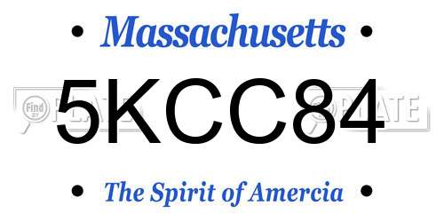 5KCC84 Massachusetts License Plate
