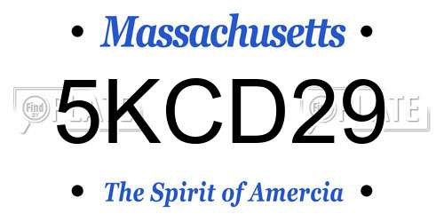 5KCD29 Massachusetts License Plate