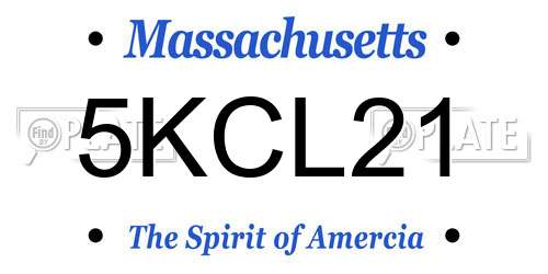 5KCL21 Massachusetts License Plate