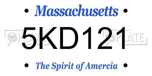 5KD121 Massachusetts License Plate