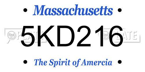 5KD216 Massachusetts License Plate