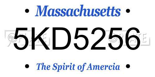 5KD5256 Massachusetts License Plate