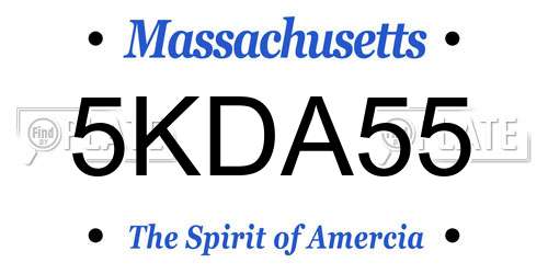 5KDA55 Massachusetts License Plate
