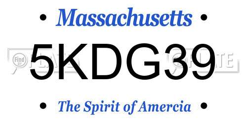5KDG39 Massachusetts License Plate