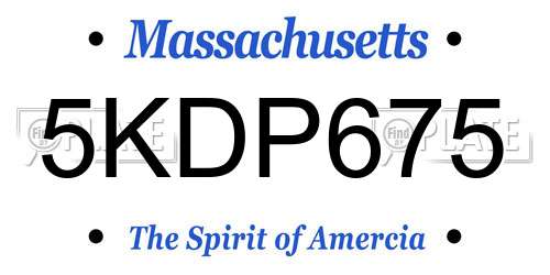 5KDP675 Massachusetts License Plate