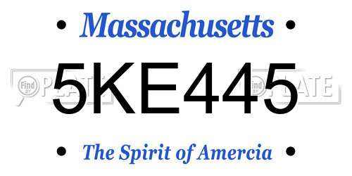 5KE445 Massachusetts License Plate