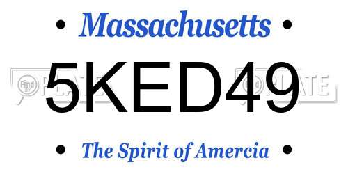 5KED49 Massachusetts License Plate