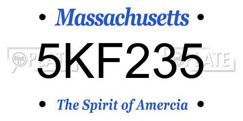 5KF235 Massachusetts License Plate