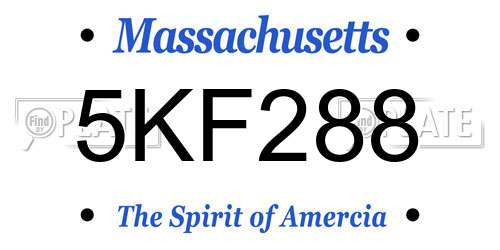 5KF288 Massachusetts License Plate