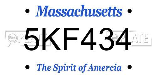 5KF434 Massachusetts License Plate
