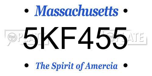 5KF455 Massachusetts License Plate