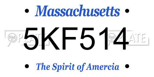 5KF514 Massachusetts License Plate