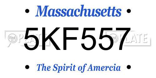 5KF557 Massachusetts License Plate