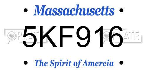 5KF916 Massachusetts License Plate