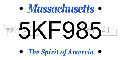 5KF985 Massachusetts License Plate