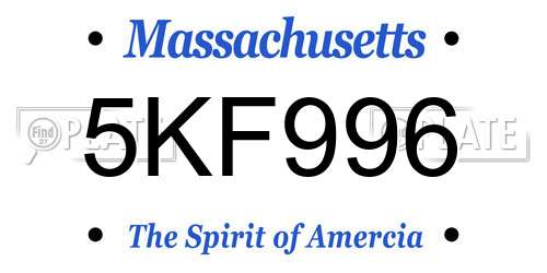 5KF996 Massachusetts License Plate