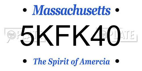 5KFK40 Massachusetts License Plate