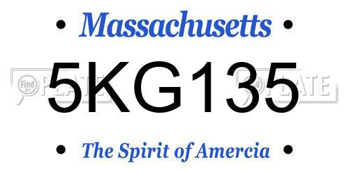 5KG135 Massachusetts License Plate