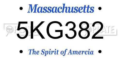 5KG382 Massachusetts License Plate